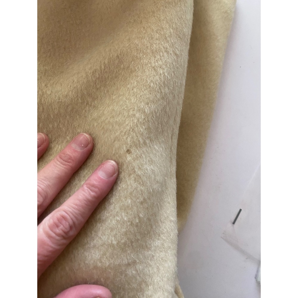 Vintage Cream Wool Coat Real Mink Fur Collar Mid-Century Modern Button Front L - Picture 16 of 16
